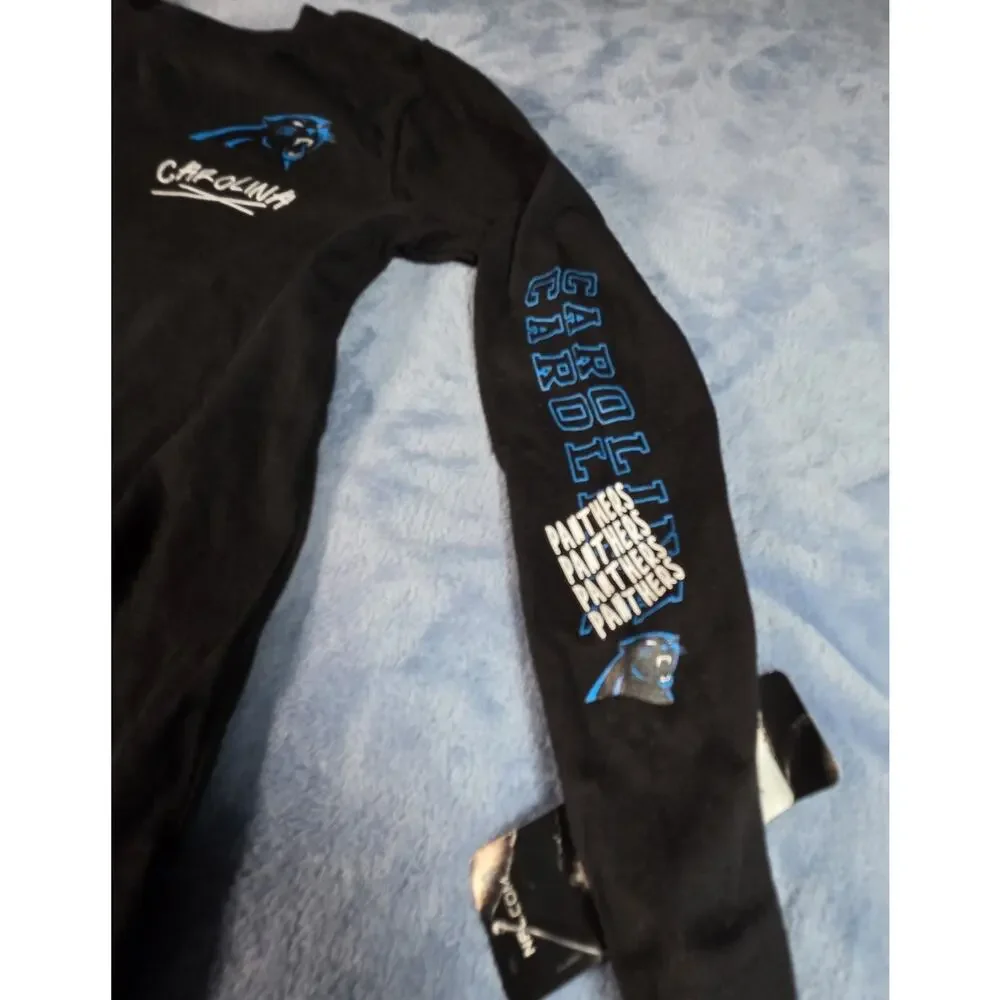 Carolina Panthers NFL Youth L 7 Long Sleeve Shirt Black Graphic NWT